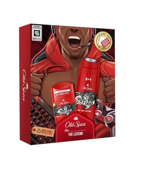 Set Cadou Old Spice THE LEGEND WOLFTHORN: Gel de dus Wolfthorn, 250 ml + Deodorant stick Wolfthorn, 50 ml
